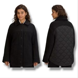 Lululemon women' insulated wool shirt jacket in black size 10